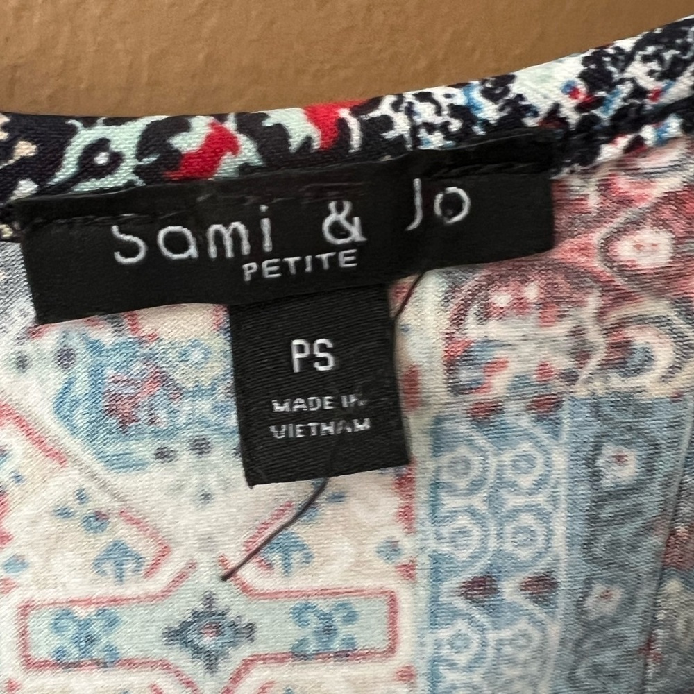 VTG SAMI & JO Petite Womens Sleeveless Patchwork Handkerchief Dress Size PS - Picture 2 of 4